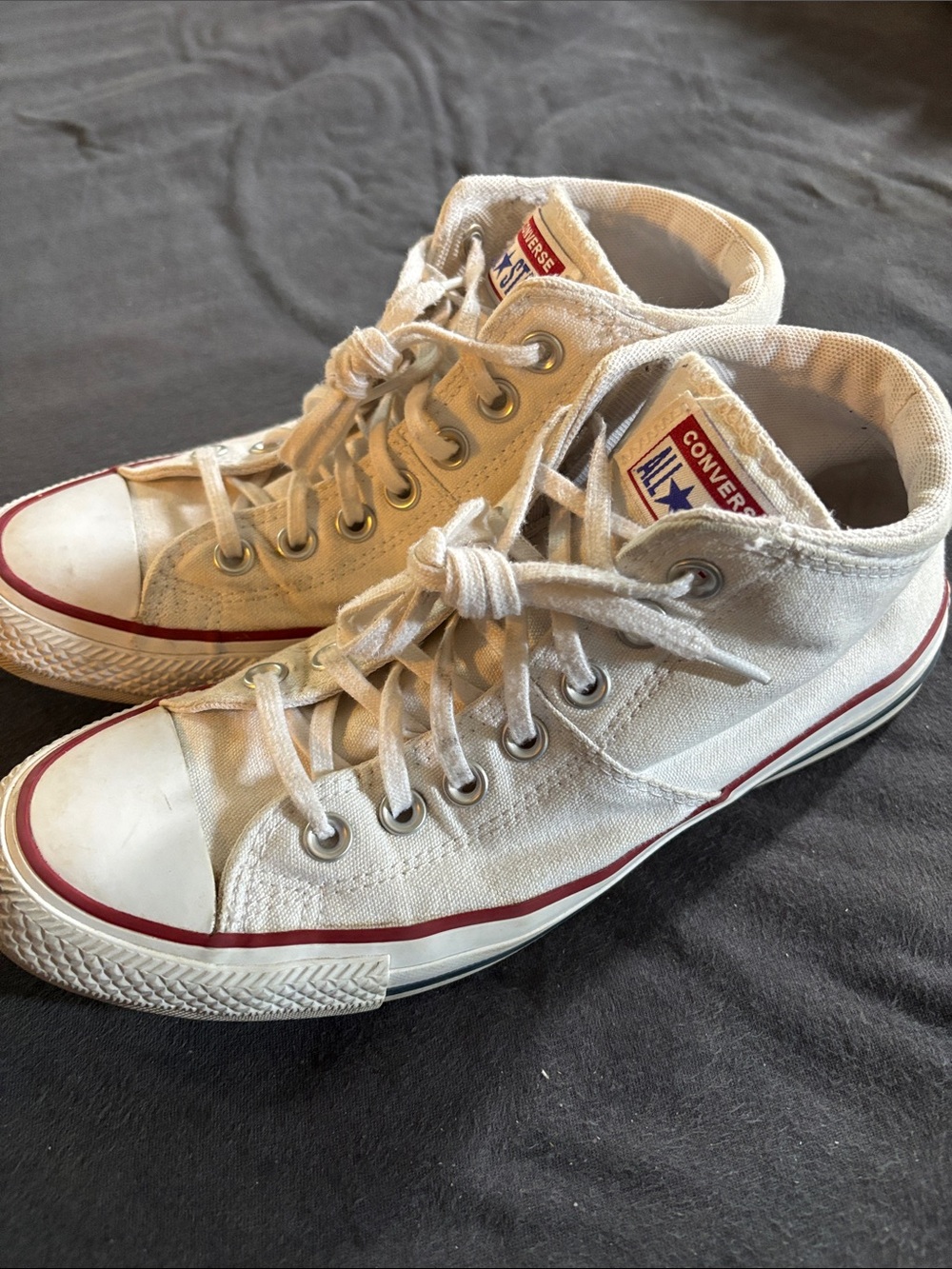 All star Converse white Canvas High-Top Sneakers with Red Stripe